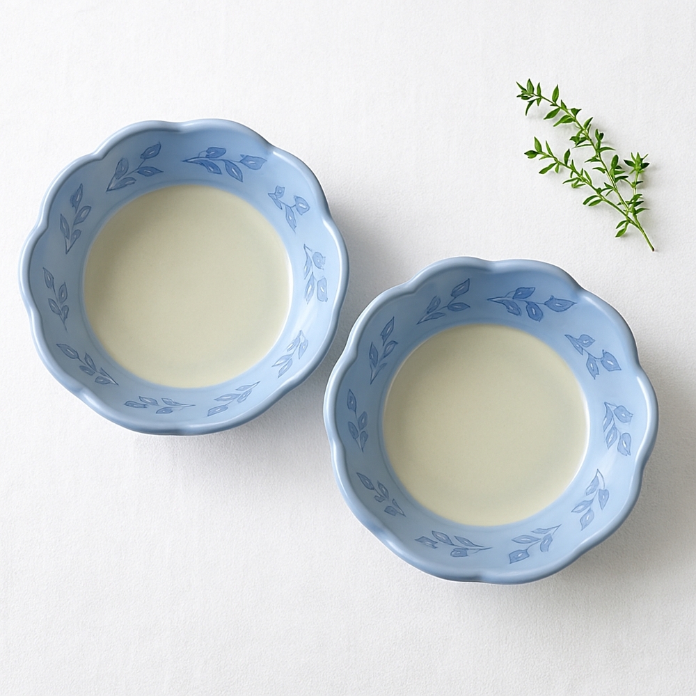 🌿 Pfaltzgraff Summer Breeze Embossed Side Dishes – Set of 2 Scalloped Stoneware - Picture 3 of 11